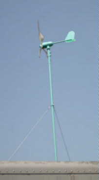 wind turbine, 1.4 metre diameter rotor, 
just erected (photo: D.Deacon)